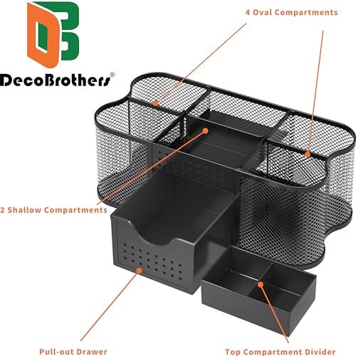 Deco Brothers Desk Organizers Pen Holder Office Caddy Storage, Black - Image 2