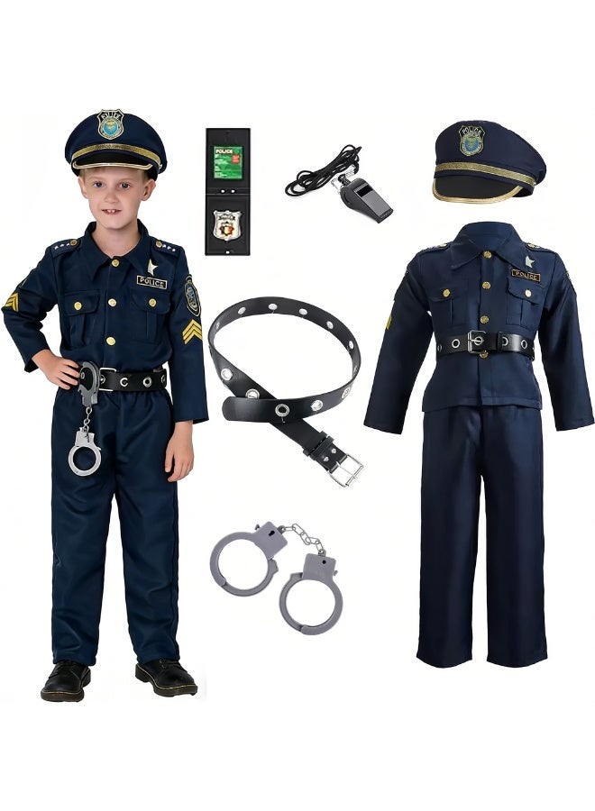 زي شرطي للأطفال – زي شرطي واقعي مع قميص وبنطال وقبعة وإكسسوارات – طقم لعب الأدوار، زي تنكري للهالوين - Image 2