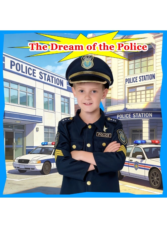 زي شرطي للأطفال – زي شرطي واقعي مع قميص وبنطال وقبعة وإكسسوارات – طقم لعب الأدوار، زي تنكري للهالوين - Image 4