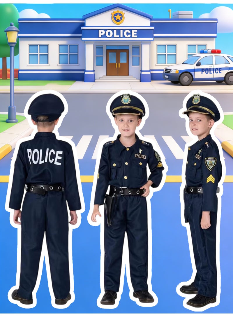 زي شرطي للأطفال – زي شرطي واقعي مع قميص وبنطال وقبعة وإكسسوارات – طقم لعب الأدوار، زي تنكري للهالوين - Image 5