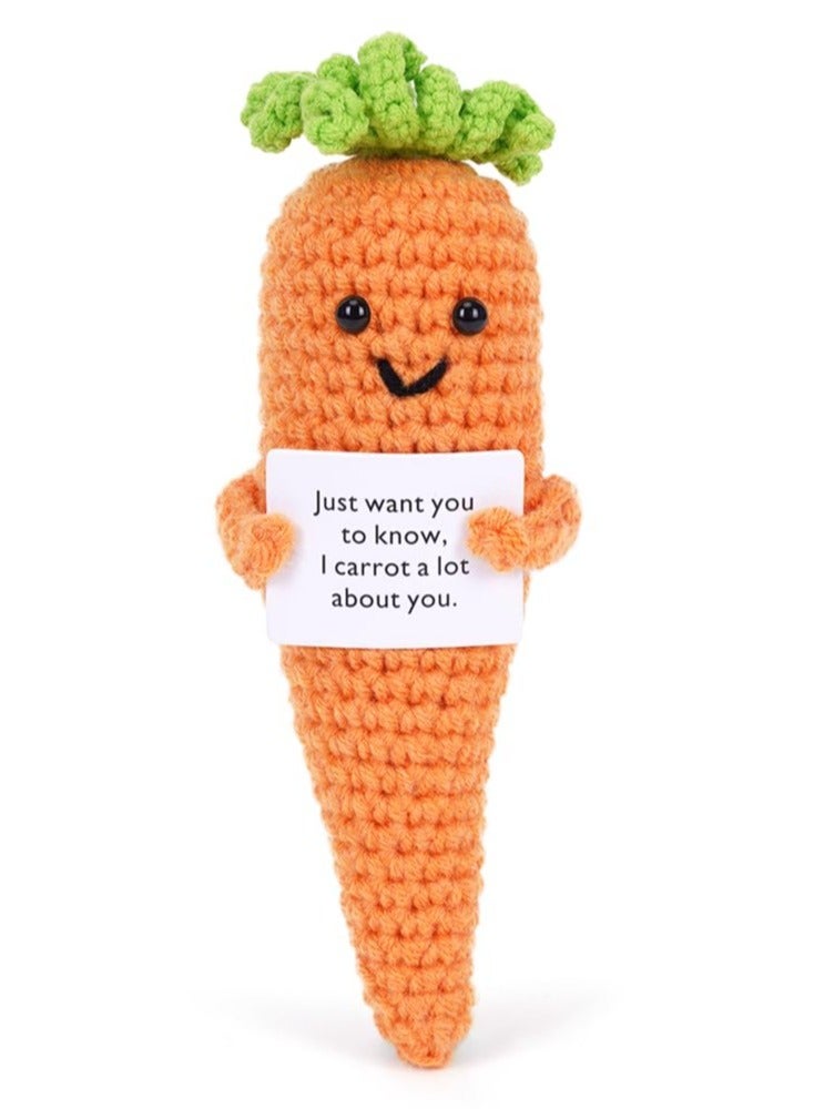 Excefore Funny Knitted Positive Carrot Dolls, Funny Crochet Toys with Encouragement Card, Pocket Hug Worry Doll, Valentines Day Decorations for Bedroom Home Office (Carrot)  - Image 1