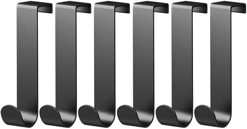 TOYANDONA 6pcs Over The Door Hooks for Cabinet and Front Door Black Metal Utility Hooks for Hanging Wreaths Clothes Towels for Home Organization - Image 1