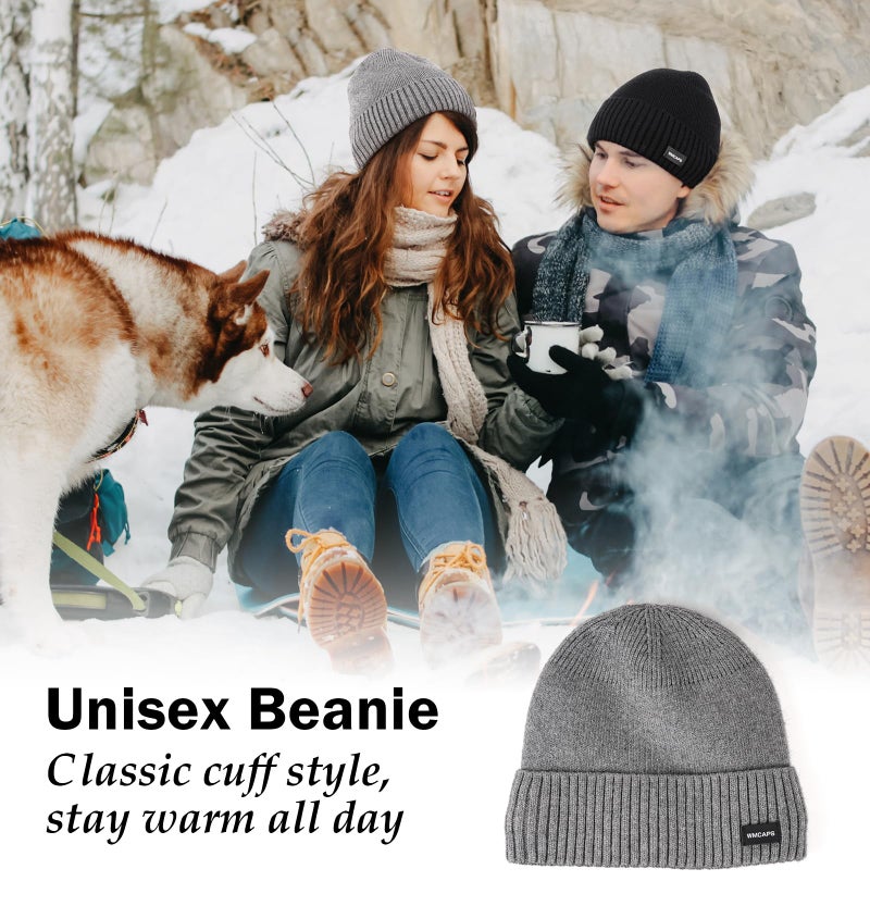 Wmcaps Winter Men Women Fleece Lined Beanie Knitted Hats, Soft Thermal Stocking Skull Caps for Cold Weather, Fashion Headwear for Outdoor (Grey) - Image 5