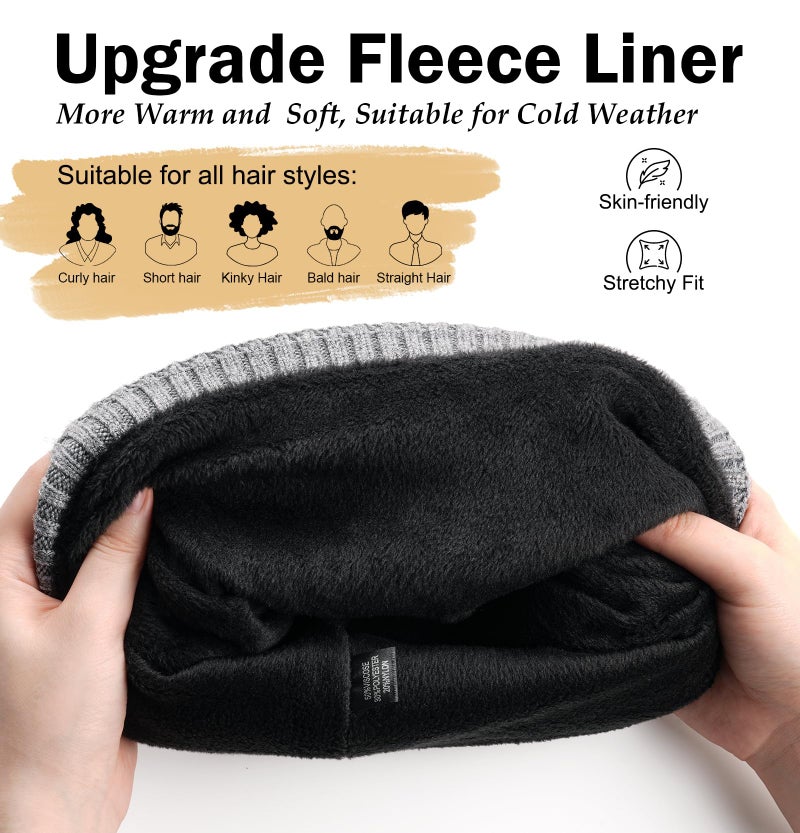 Wmcaps Winter Men Women Fleece Lined Beanie Knitted Hats, Soft Thermal Stocking Skull Caps for Cold Weather, Fashion Headwear for Outdoor (Grey) - Image 2