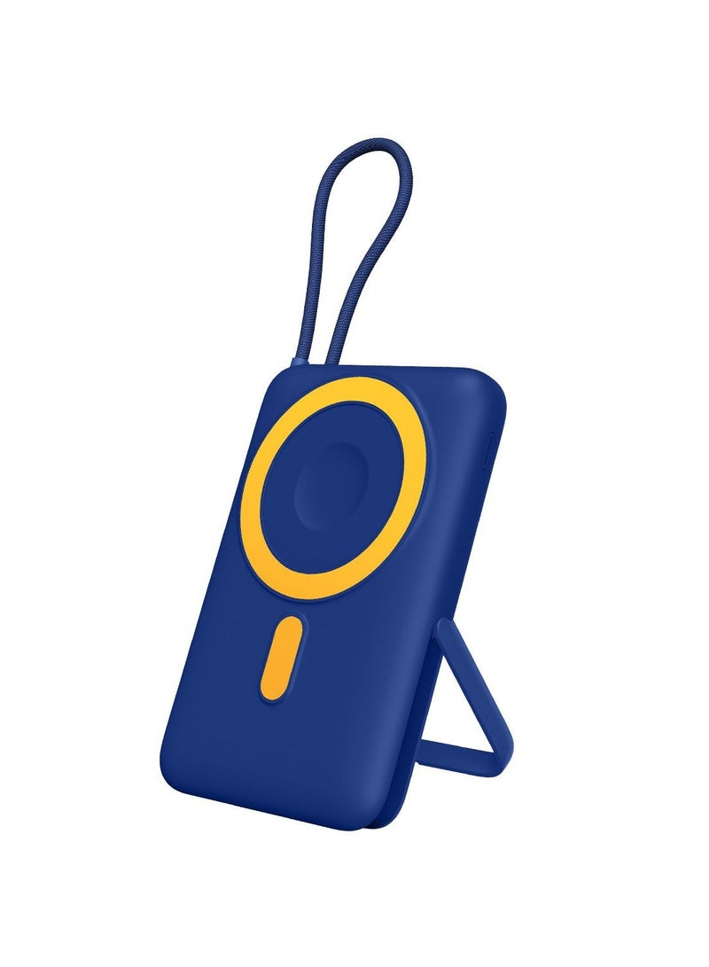 Remson ريمسون ريفو تشارج+ بنك طاقة لاسلكي مغناطيسي 10000 مللي أمبير PD 22.5 واط مع كابل USB-C مدمج ومنفذ USB-C وحامل قابل للطي تصميم نحيف متوافق مع iOS وأندرويد والساعات الذكية - Image 1