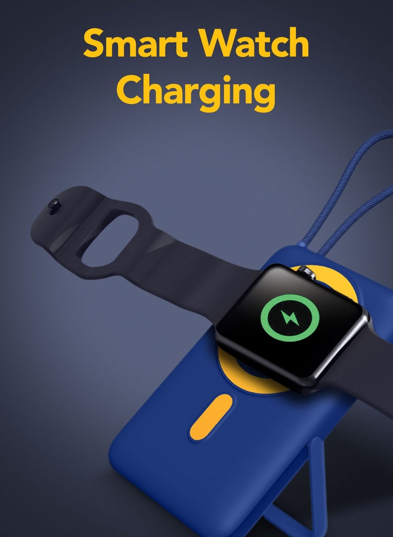 Remson ريمسون ريفو تشارج+ بنك طاقة لاسلكي مغناطيسي 10000 مللي أمبير PD 22.5 واط مع كابل USB-C مدمج ومنفذ USB-C وحامل قابل للطي تصميم نحيف متوافق مع iOS وأندرويد والساعات الذكية - Image 2