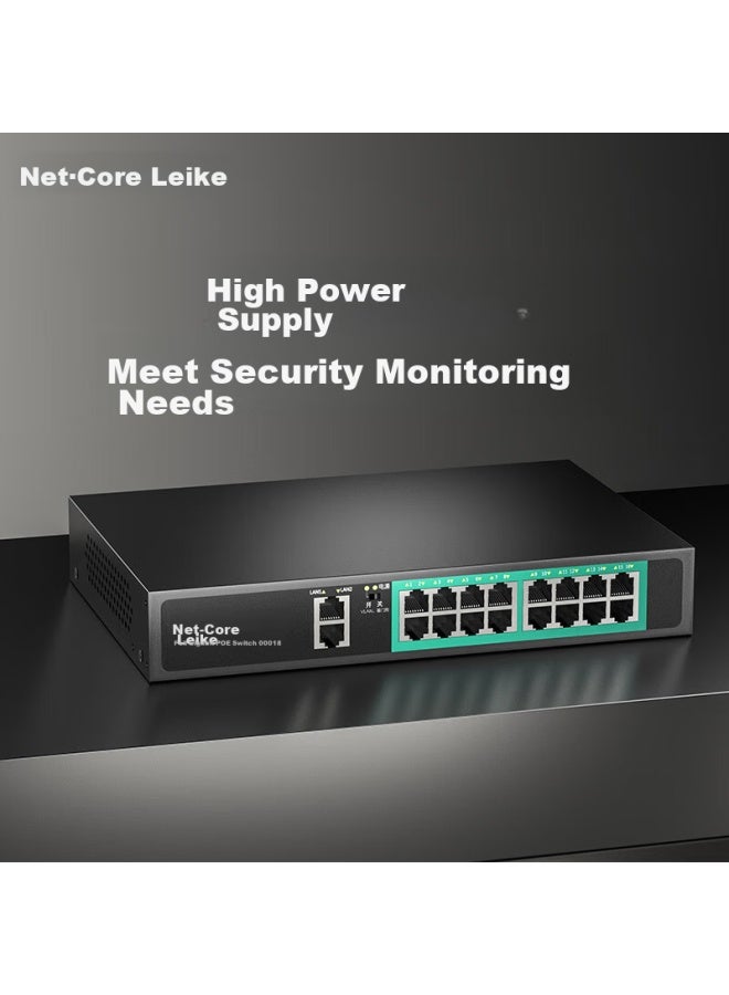 Netcore Sg2018p 18-port Gigabit Poe Switch, 16 Gigabit Poe Ports + 2 Gigabit Cascading Ports, Surveillance Network Cable Splitter, Enterprise-grade Switch - Image 2