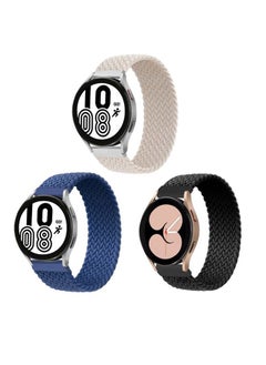 ALMNVO 3 pack Stretch Braided Solo Loop Nylon Bands for Samsung Galaxy Watch 5 40mm 44mm/LTE 44mm/5 Pro 45mm/4 40mm/4 classic 46mm/42mm/3 41mm/Active,Elastics Wristband,20mm-M  - Image 1