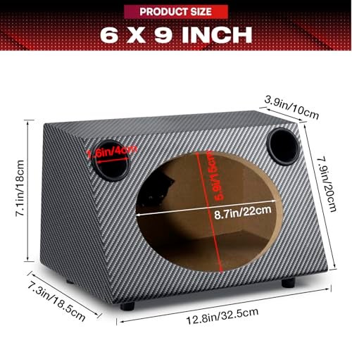 Suacopzar 6" X 9" Speaker Enclosure, Trapezoidal Car Speaker Empty Enclosure w/Sound-Absorbing Cotton & Speaker Spikes Pad Mat, PVC Veneer Speaker Box Enclosure for Home, Vehicle Sub Sound Supplies - Image 3