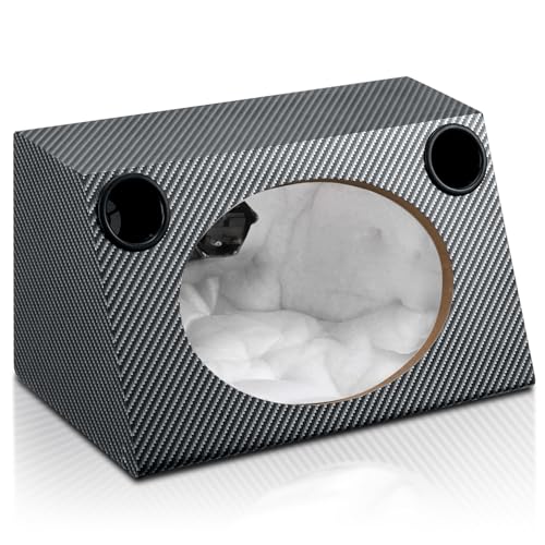 Suacopzar 6" X 9" Speaker Enclosure, Trapezoidal Car Speaker Empty Enclosure w/Sound-Absorbing Cotton & Speaker Spikes Pad Mat, PVC Veneer Speaker Box Enclosure for Home, Vehicle Sub Sound Supplies - Image 1