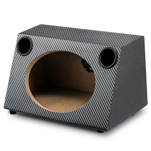 Suacopzar 6" X 9" Speaker Enclosure, Trapezoidal Car Speaker Empty Enclosure w/Sound-Absorbing Cotton & Speaker Spikes Pad Mat, PVC Veneer Speaker Box Enclosure for Home, Vehicle Sub Sound Supplies - Image 2