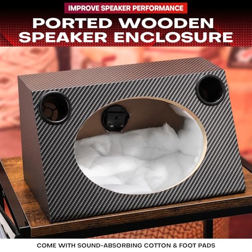 Suacopzar 6" X 9" Speaker Enclosure, Trapezoidal Car Speaker Empty Enclosure w/Sound-Absorbing Cotton & Speaker Spikes Pad Mat, PVC Veneer Speaker Box Enclosure for Home, Vehicle Sub Sound Supplies - Image 5