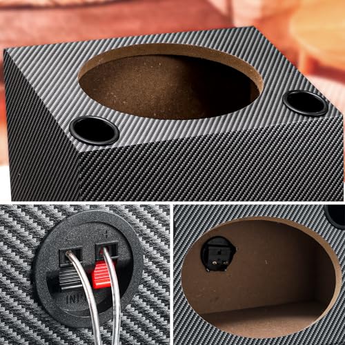 Suacopzar 6" X 9" Speaker Enclosure, Trapezoidal Car Speaker Empty Enclosure w/Sound-Absorbing Cotton & Speaker Spikes Pad Mat, PVC Veneer Speaker Box Enclosure for Home, Vehicle Sub Sound Supplies - Image 4