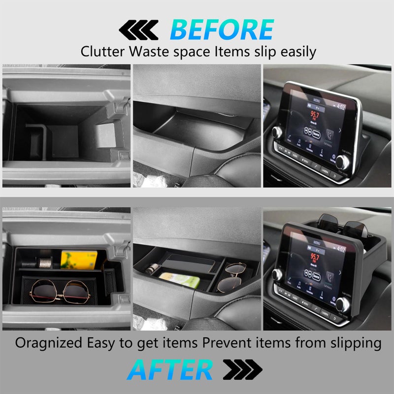 Sinminou 3PCS Center Console Organizer Compatible with 2021-2026 Nissan Rogue S/SV/Rock Creek, 2021-2022 Nissan Rogue SL, Lower Center Interior Storage Box, Dashboard Tray Only Fit 8-inch Screen - Image 4