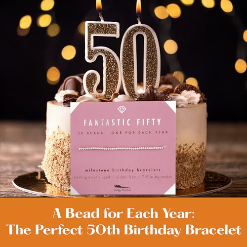 Lucky Feather 50th birthday gifts for her | 50th birthday gifts for women Bracelet | 14K Gold, Rose Gold, or Silver Dipped Beads on Adjustable Cord | Trendy 50 year old gifts for women | With Card - Image 3