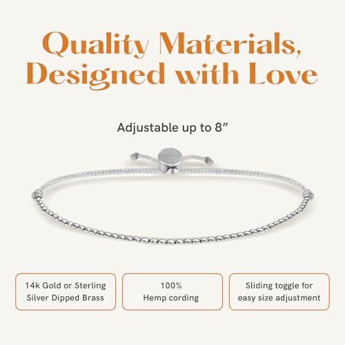 Lucky Feather 50th birthday gifts for her | 50th birthday gifts for women Bracelet | 14K Gold, Rose Gold, or Silver Dipped Beads on Adjustable Cord | Trendy 50 year old gifts for women | With Card - Image 2