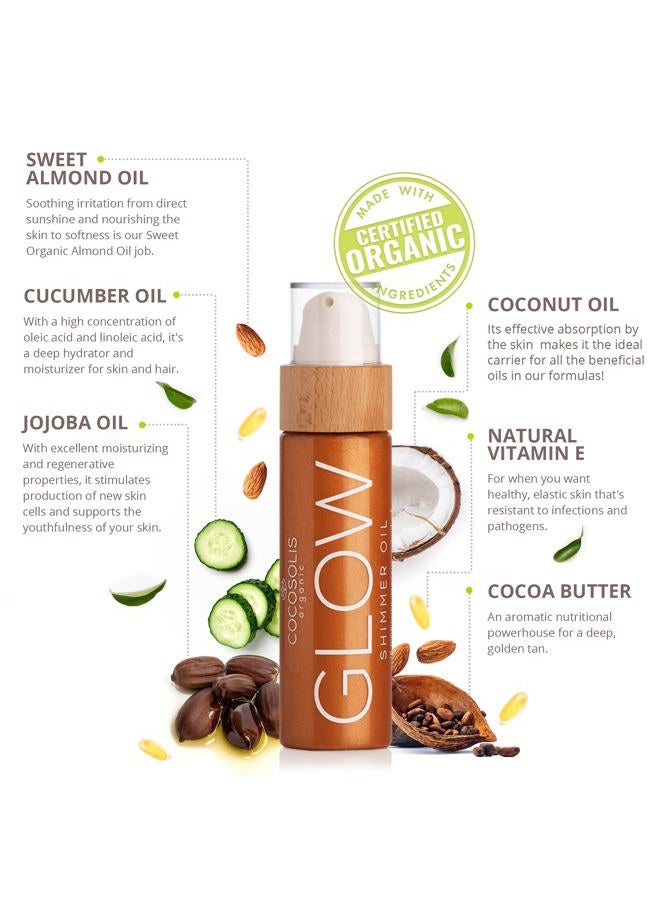COCOSOLIS GLOW Shimmer Oil | Illuminizing Natural Dry Oil With Shiny Particles | Leaves The Skin Glowing & Enhances a Golden Tan | Gives a Luxurious Feel to Your Skin | 110ml - Image 3