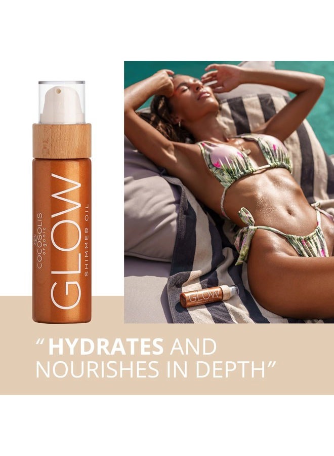 COCOSOLIS GLOW Shimmer Oil | Illuminizing Natural Dry Oil With Shiny Particles | Leaves The Skin Glowing & Enhances a Golden Tan | Gives a Luxurious Feel to Your Skin | 110ml - Image 5