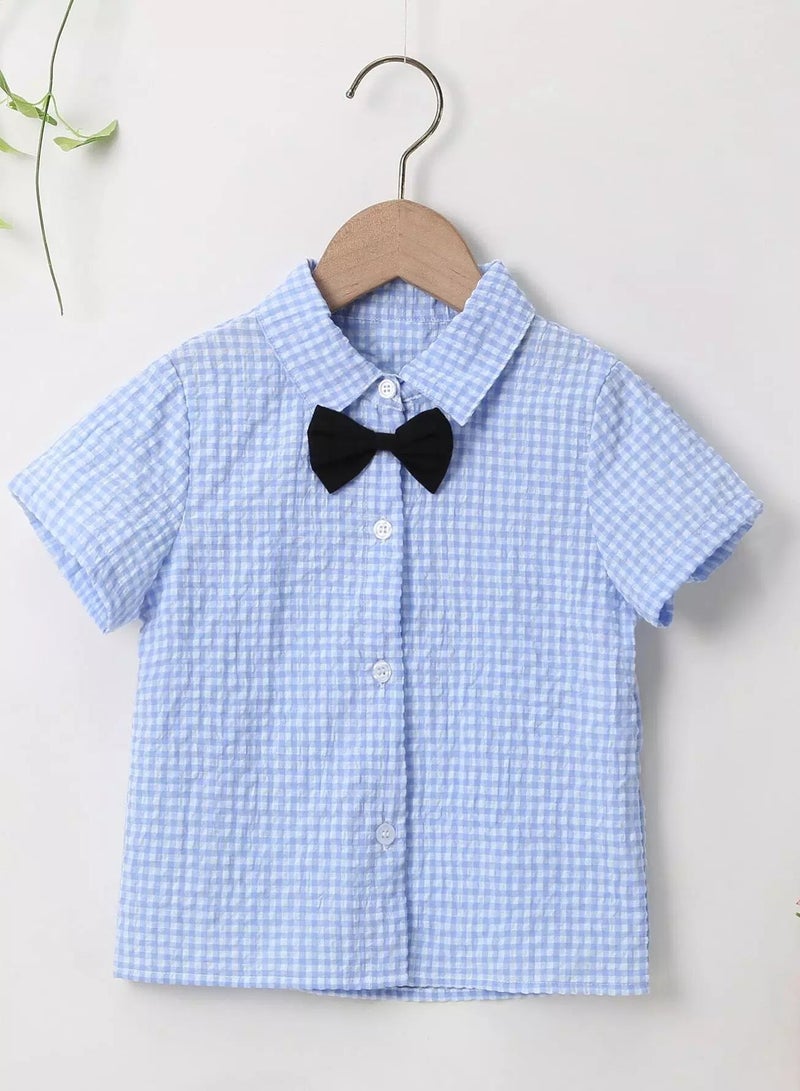Toddler Boys Gingham Bow Neck Shirt 