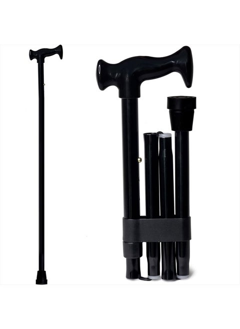 Adjustable Folding Cane with Ergonomic Handle, Lightweight, Sturdy and Support up to 250 pounds, Great for Travel, Walking Stick, Black