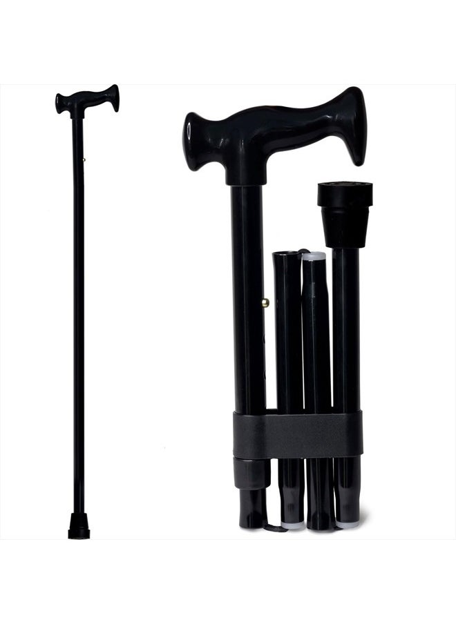 DMI Adjustable Folding Cane with Ergonomic Handle, Lightweight, Sturdy and Support up to 250 pounds, Great for Travel, Walking Stick, Black  - Image 1