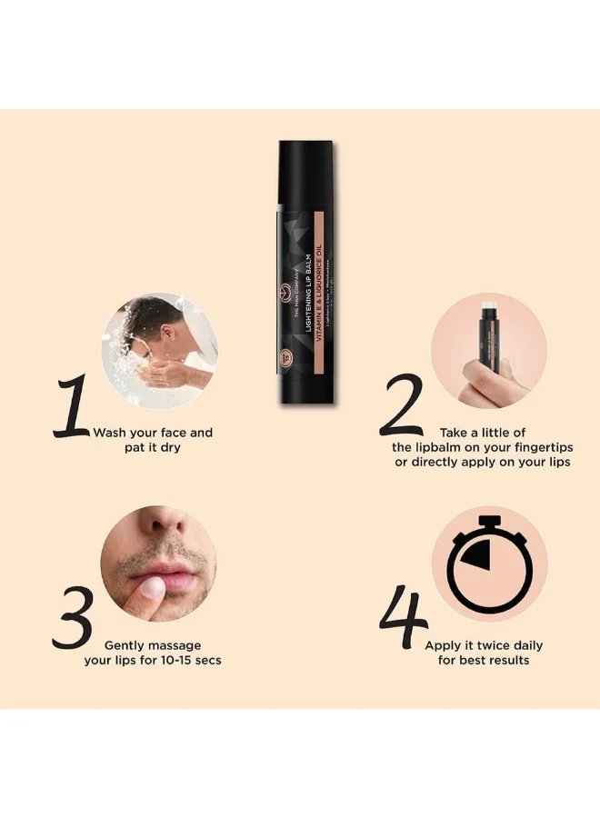 The Man Company Lightening Lip Balm With Vitamin E, Coconut And Olive Oil  4 G