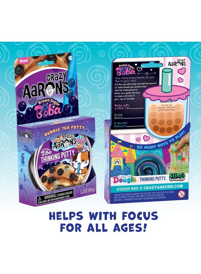 Crazy Aaron's Brown Sugar Boba - Full Size 4" Thinking Putty Tin | Boba Beads: Contains "tapioca pearl" beads | Stress Relief Fidget Putty Toy - Image 3
