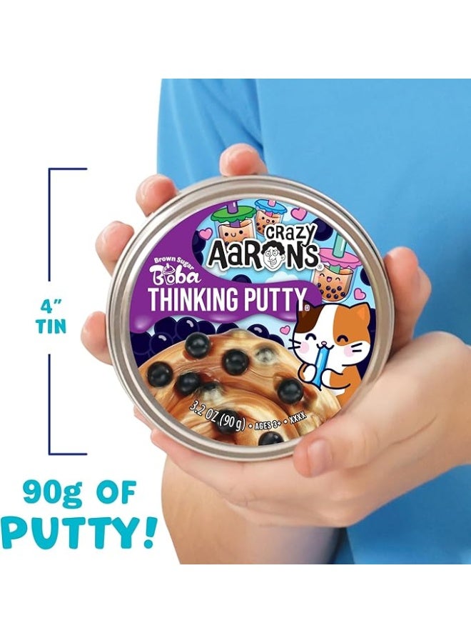 Crazy Aaron's Brown Sugar Boba - Full Size 4" Thinking Putty Tin | Boba Beads: Contains "tapioca pearl" beads | Stress Relief Fidget Putty Toy - Image 1