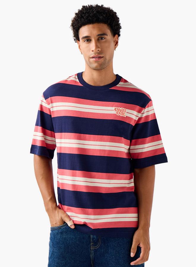 Splash FAV Men Regular Fit Crew Neck Short Sleeves Striped T-Shirt - Image 1