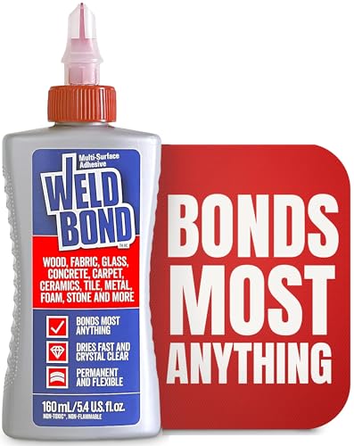 Weldbond All Purpose Glue, Bonds Most Anything! Non-Toxic Glue, Use as Wood Glue or on Glass Crafts Ceramic Mosaic Porcelain Tile Stone Fabric Carpet Metal & More. Dries Crystal Clear 5.4 oz / 160 ml - Image 1