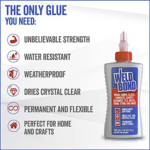 Weldbond All Purpose Glue, Bonds Most Anything! Non-Toxic Glue, Use as Wood Glue or on Glass Crafts Ceramic Mosaic Porcelain Tile Stone Fabric Carpet Metal & More. Dries Crystal Clear 5.4 oz / 160 ml - Image 5