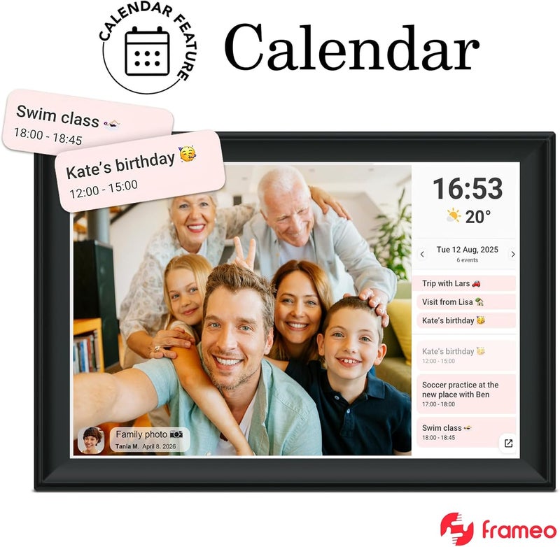 إطار صور رقمي ذكي FRAMEO بسعة 64 جيجابايت، 10.5 بوصة، شاشة IPS LCD تعمل باللمس بدقة 1920x1280 FHD، دوران تلقائي، تخزين 64 جيجابايت، يدعم بطاقة SD ومحرك USB، شارك اللحظات فورًا عبر تطبيق Frameo من أي مكان. - Image 4