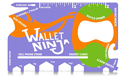 Wallet Ninja 18 in 1 Credit Card Multi-Tool: (Mutant Purple) Eyeglass Screwdriver, Hex Wrenches, Bottle Opener, Phone Stand, Can Opener, Ruler - Image 2