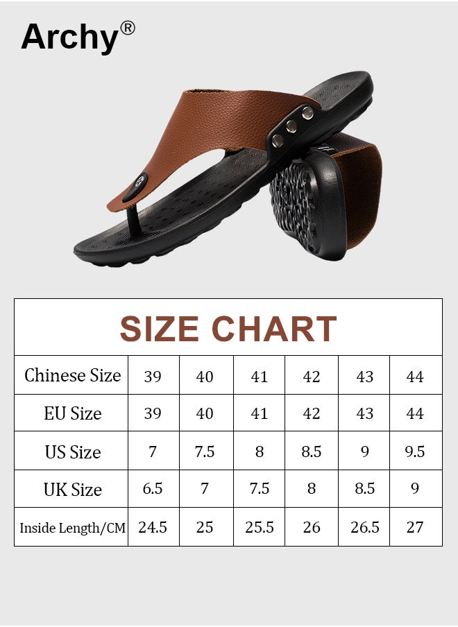 Archy - Eva Sandals for Men Light and Breathable Beach Flip Flops Non Slip Slippers Leather Casual T Shaped Slipper - Image 1