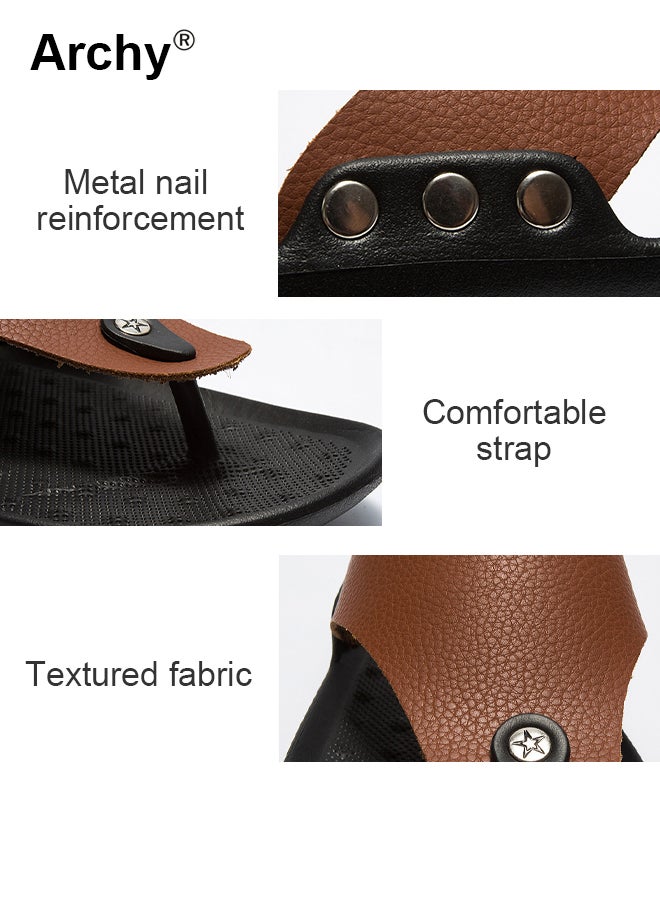 Archy - Eva Sandals for Men Light and Breathable Beach Flip Flops Non Slip Slippers Leather Casual T Shaped Slipper - Image 1