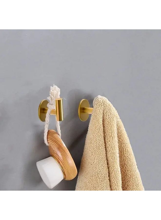 Golden Stainless Steel Wall Mount Towel Holder No Drill Self Adhesive - Image 3
