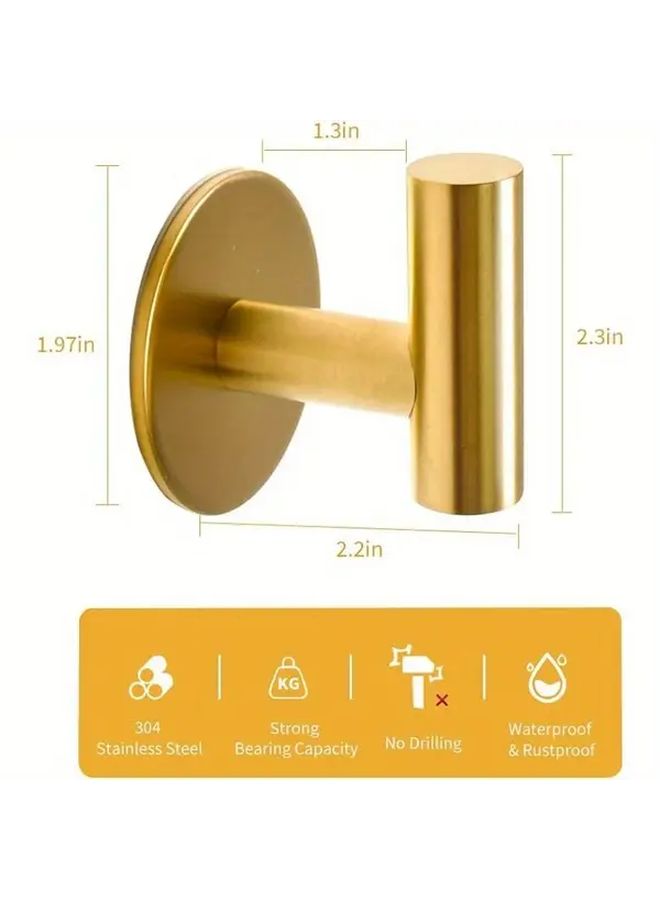 Golden Stainless Steel Wall Mount Towel Holder No Drill Self Adhesive - Image 2