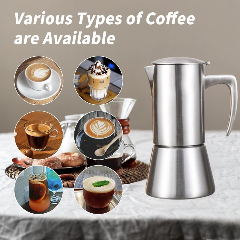 Stainless Steel Induction Moka Pot 10 Cups Stovetop Espresso Maker - Image 4