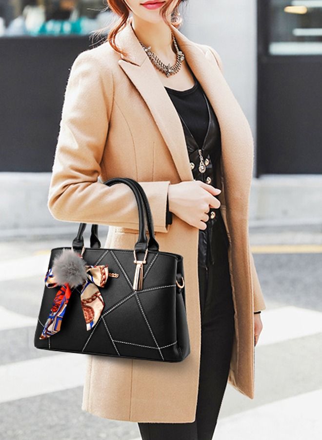Yolu Pompom Ball Crossbody Bag, Women Leather Satchel Handbags - Image 2