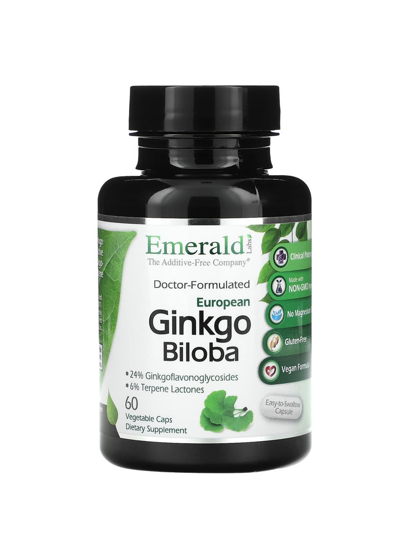 Emerald Laboratories European Ginkgo Biloba, 60 Vegetable Caps