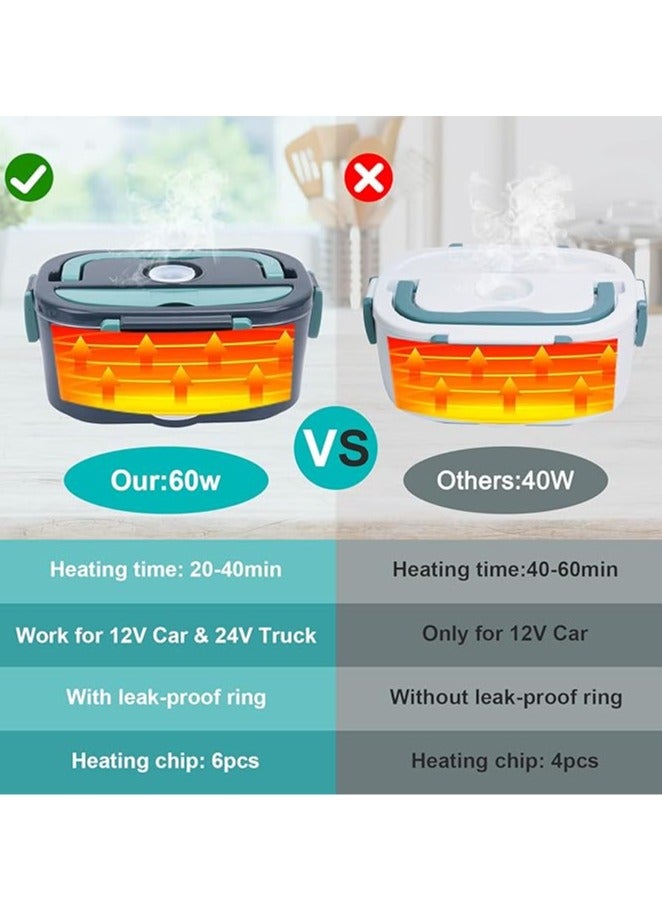 general Electric Lunch Box, 3-in-1 Portable Electric Lunch Box (12V/24V/UK), 60W Electric Taper, 1.5L Food Warmer for Car, Truck, Home or Camping - Image 4