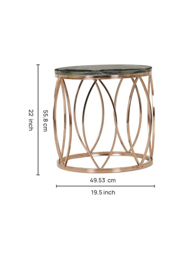 ROYALOAK Royaloak Carlo Marble Side Table | Natural Marble Top |Sturdy Stainless Steel Base | Glossy Finish | Durable and Long Lasting | Side Table for Living Room | Space-Saving Design 