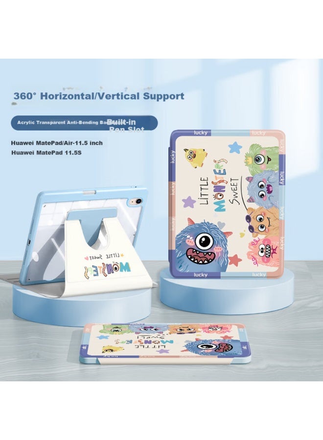 World Korean Suitable For Huawei Matepad 11.5s Protective Case 23/24 Soft Light/dynamic Matepad/air 11.5 Inch Anti-fall Full Package Rotating Cartoon With Pen Slot