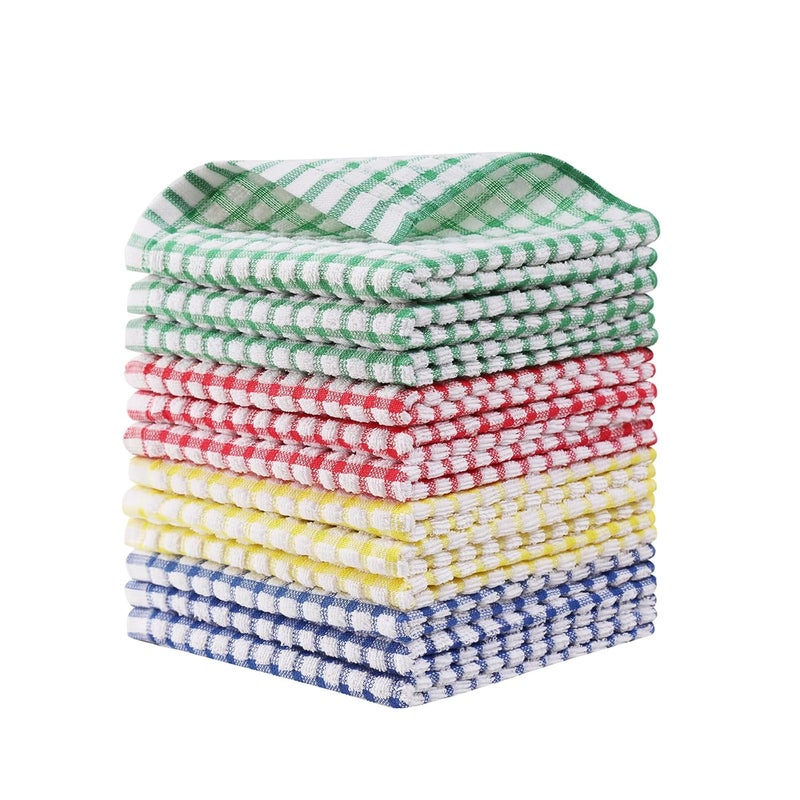 Egles Kitchen Dishcloths 12pcs 11x12 Inches Bulk Cotton Kitchen Dish Cloths Scrubbing Wash Cloths Sets Mix Color