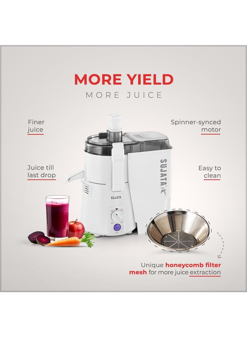 Sujata Multimix Juicer Mixer Grinder, 900W Double Ball Bearing Motor, 3 Jars, White - Image 3