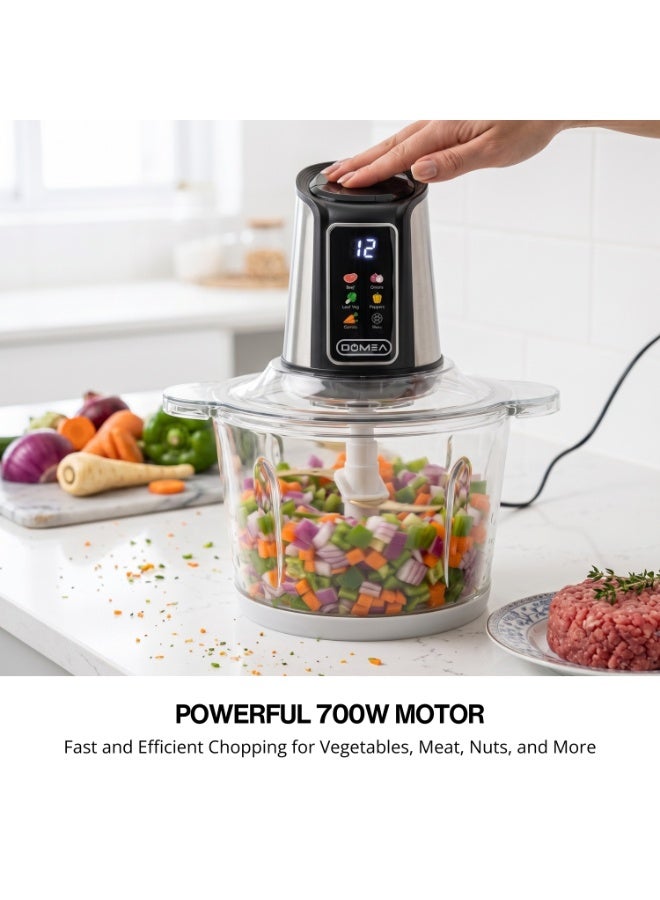 DOMEA Food Chopper, 3.0L Glass Bowl, 700W Electric Vegetable Chopper with 6 Titanium Blades, 2-Speed Control, Meat Grinder, Ice Crusher, Kitchen Food Processor, KCG173 - Image 3