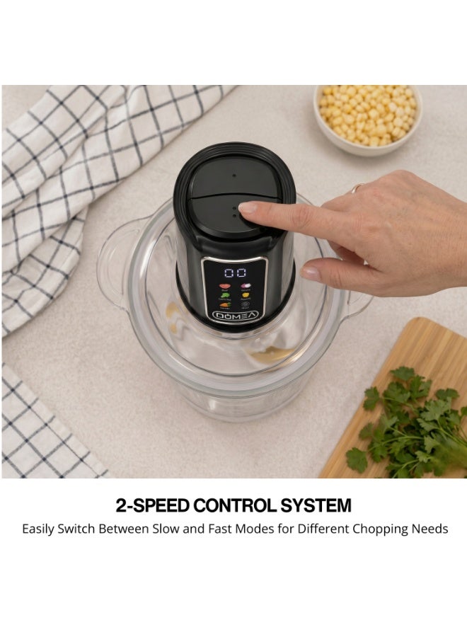 DOMEA Food Chopper, 3.0L Glass Bowl, 700W Electric Vegetable Chopper with 6 Titanium Blades, 2-Speed Control, Meat Grinder, Ice Crusher, Kitchen Food Processor, KCG173 - Image 4