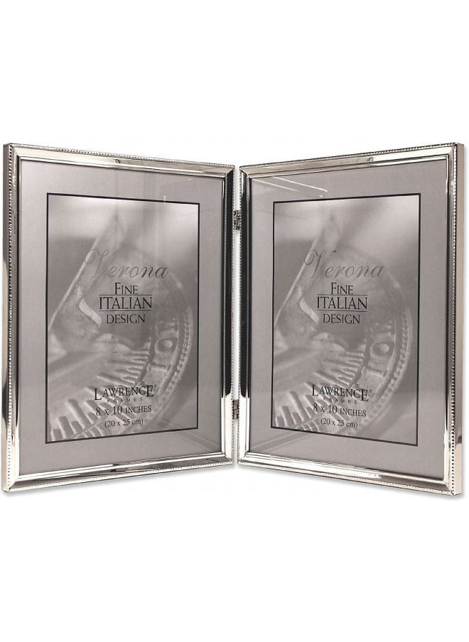 Lawrence Frames Lawrence Frames Bead Border Design, 8x10 Double, Silver 