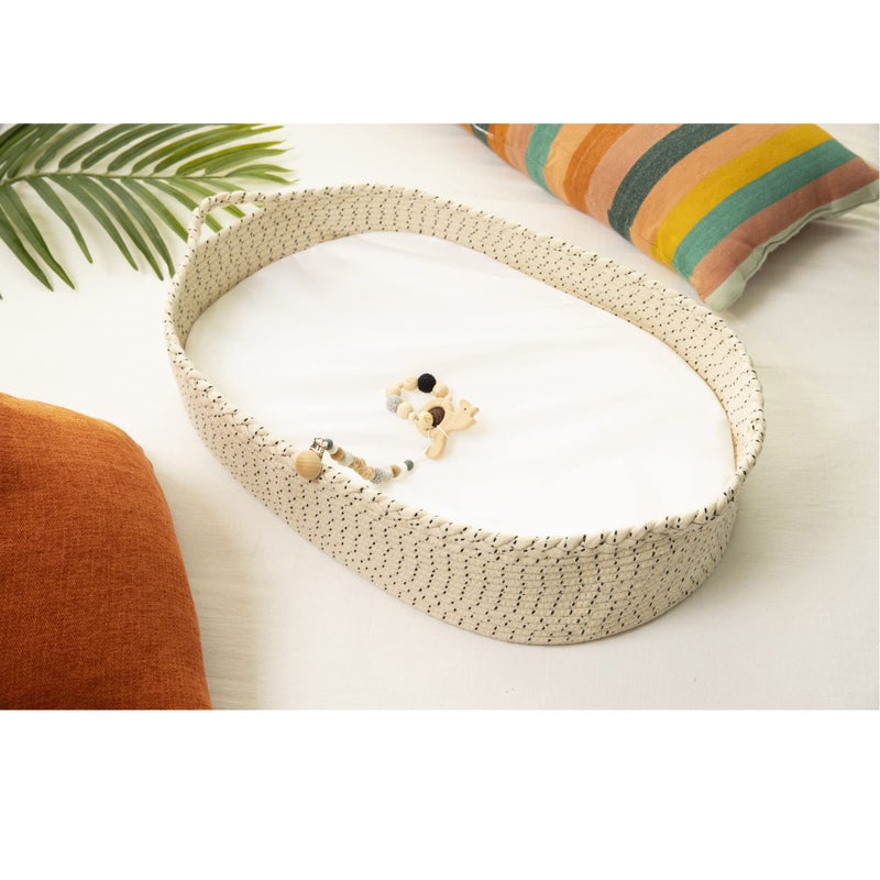 JJOO Baby Changing Basket - Soft & Waterproof Dual-Cover, Portable, Moses Basket, Changing Pad for Dresser & Changing Table, Gift for Baby Shower, Organic Cotton Rope - Image 4