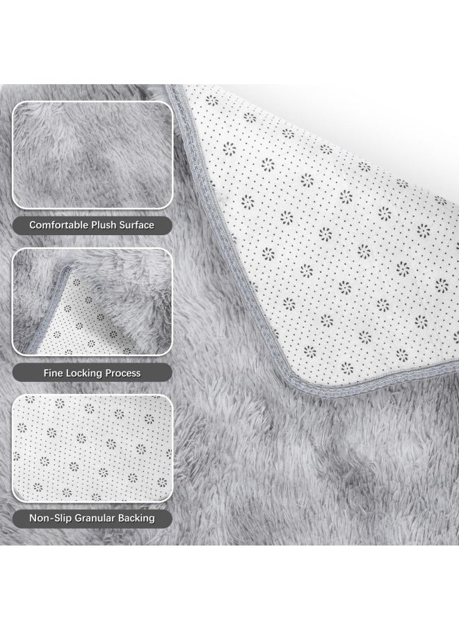 GGEROU Area Rugs Living Room Super Fluffy Soft Touch Rug Thickened Washable Bottom Anti-Skid Large Area Rugs Indoor Modern Home Decor Floor Carper Light Grey  - Image 4